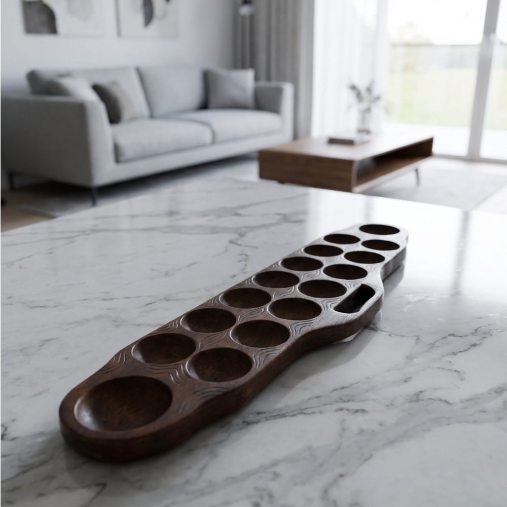 Vintage Hand carved Wooden Mancala Board